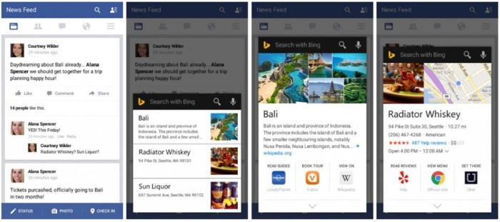 Bing for android can now search data inside other apps