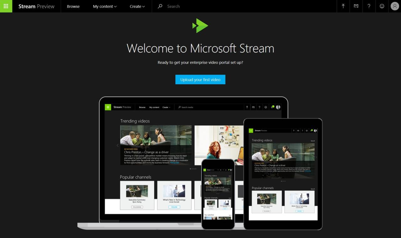 Microsoft stream brings an experience similar to youtube for businesses of all sizes